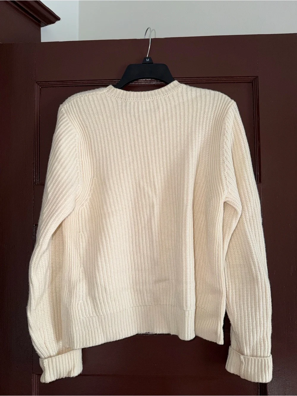 Tory Burch Cream Ribbed Cashmere Crew Sweater